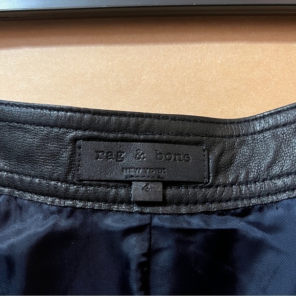 Rag & Bone | Siggy Goat Leather Snap Button Front Mini Skirt Lamb Leather Size 4 - Picture 3 of 14